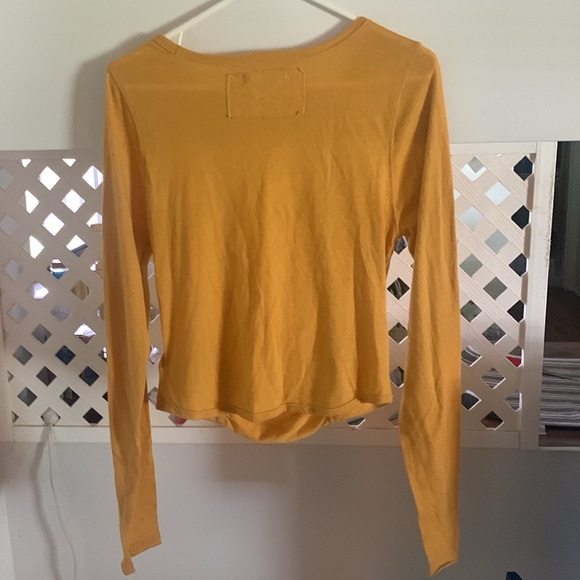 Free People We The Free mustard yellow ruched detail top size Large - Picture 2 of 3